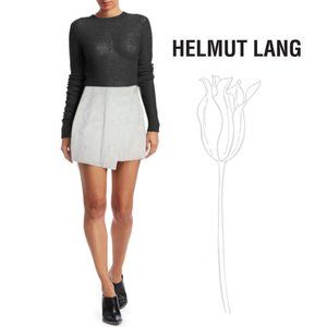 Helmut Lang White Asymmetrical Leather Mini Skirt